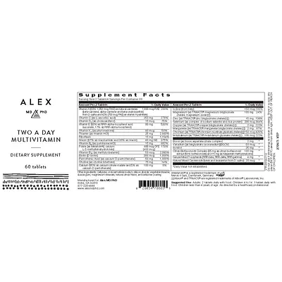 Alex MD PhD Two A Day Multivitamin (Allergen & Preservative-Free) - 60 tablets secondary image
