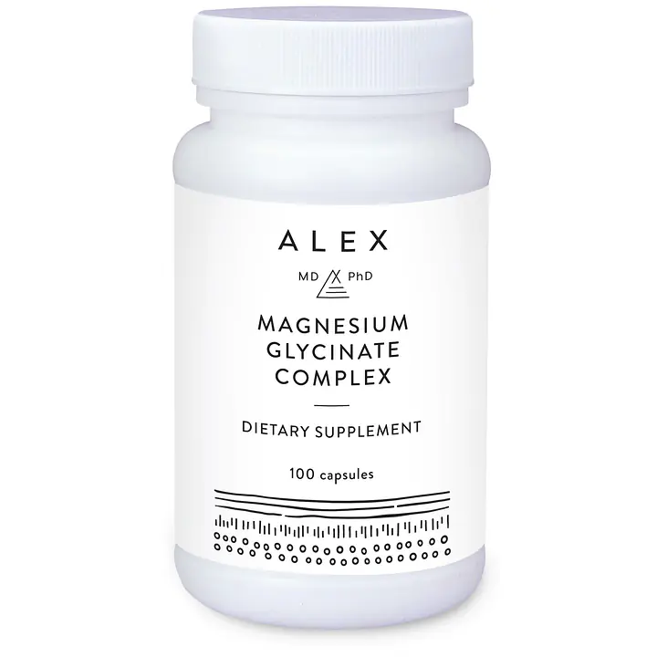 Alex MD PhD Magnesium Glycinate Complex (Allergen & Preservative-Free) - 100 capsules - Master