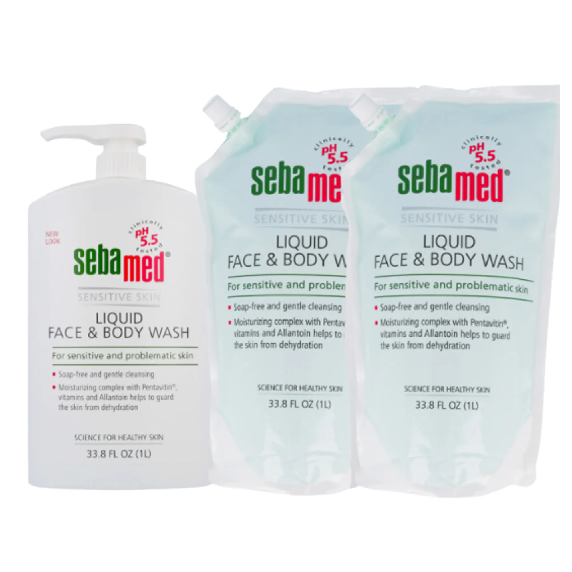 Liquid Face and Body Wash Pump and Two Refills